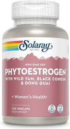 SOLARAY PhytoEstrogen Menopause Supplements - Wild Yam, Black Cohosh, and Dong Quai Estrogen Pills for Women's Health - Vegan, Lab Verified, 60-Day Guarantee (30 Servings, 120 VegCaps)