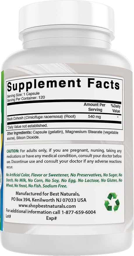 Best Naturals Black Cohosh 540 Mg 120 Capsules (120 Count (Pack of 3))