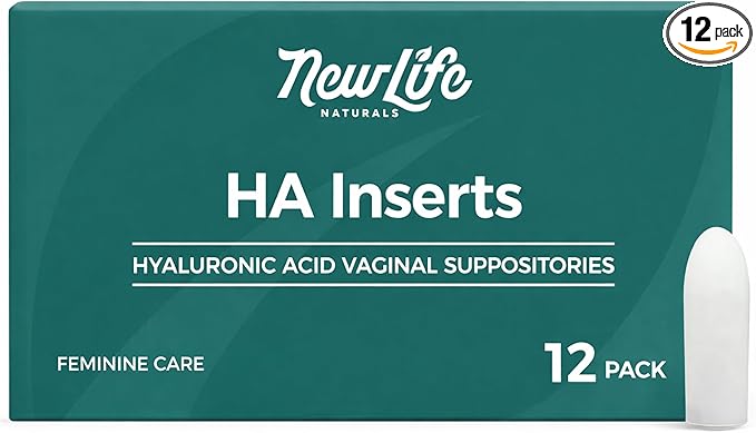 NewLife Naturals Hyaluronic Acid Vaginal Suppositories for Women 5 MG - Vaginal Moisturizer Hydration Moisture Support, Menopause - 12 HA Inserts- 30 Day Supply USA