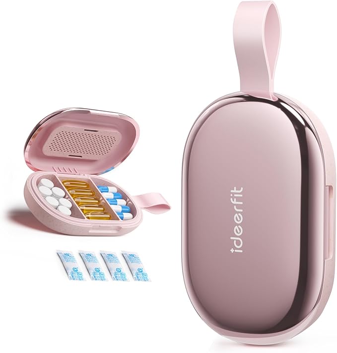 Travel Pill Organizer, Adjustable 3-6 Compartments Portable Pill Box, Small Pill Case Daily Medicine Container, Moisture Proof Metal Storage, Dry Holder Vitamin Supplement for Pocket Purse