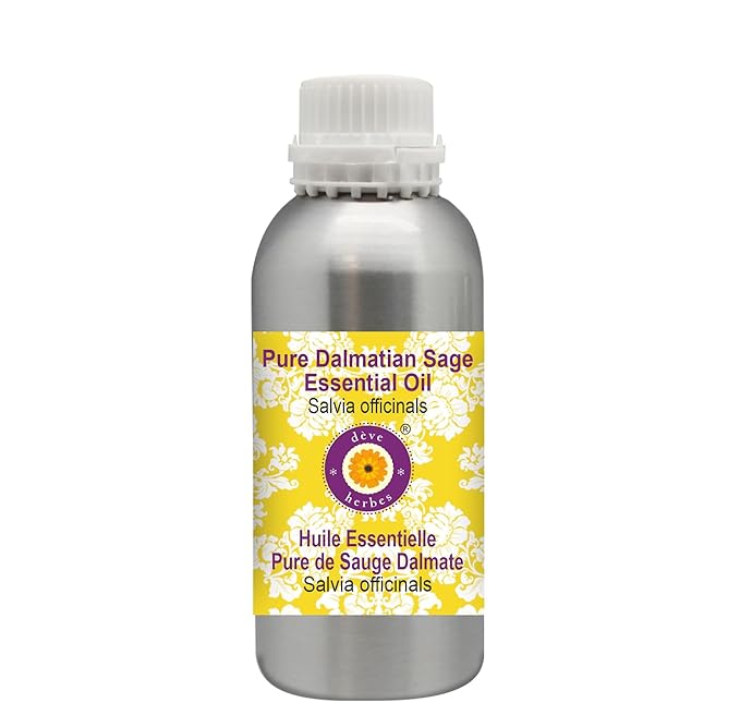 Deve Herbes Pure Dalmatian Sage Essential Oil (Salvia officinals) Steam Distilled 1250ml (42 oz)
