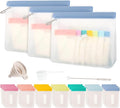 Protein Powder Travel Container Set,Reusable Powder Supplement Container To Go,21Pcs Single Dose Bags & 3Pcs Large Zip Bags,Portable Travel Containers with Funnel,Spoon