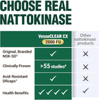 LABO Nutrition VesseCLEAR CX: Nattokinase NSK-SD + Gamma Oryzanol for Clean Blood Vessel & Healthy Ageing, Japan's Most Clinically Studied, Support Healthy Cholesterol, Heart, Vegan, Acid-Resistant