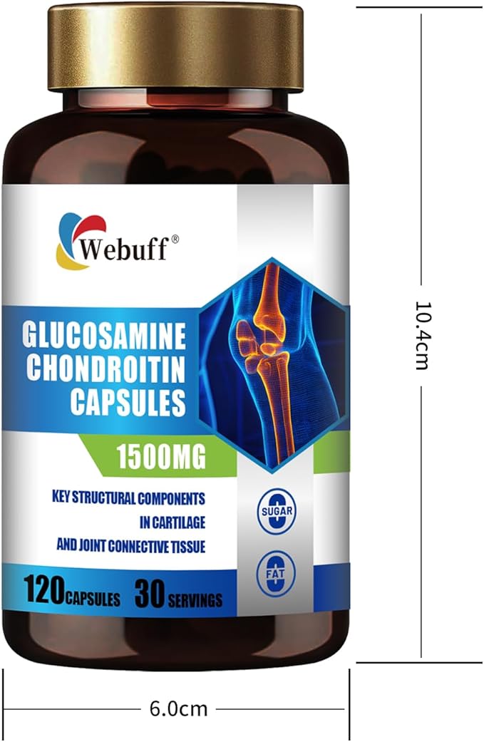 Glucosamine Chondroitin Capsules Support to Maintain Healthy Joint Function and Mobility Turmeric Dietary Supplement 120 Capsules (120 Count (Pack of 1))