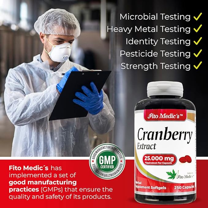 FITO MEDIC'S Lab Cranberry Supplement, 250 Softgels, Cranberry Extract Formula