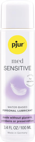 pjur med Sensitive - Water-Based Lubricant, Premium Intimate Sex Lube for Men, Women & Couples, Long Lasting - 100ml / 3.4 fl.oz