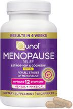 Qunol Menopause Relief + B6 Hormone & Estrogen Free Supplement, Menopause Support for Brain Fog, Hot Flashes, Night Sweats, Mood Swings, 60 Capsules