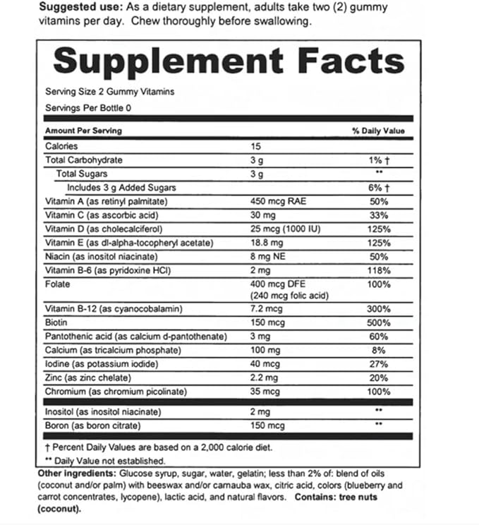 Women's Gummy Vitamin Fusion's Multi Berry Flavored Gummy Vitamins, 220 Count, 16 Nutrients for Energy Metabolism, Bone & Immune Health Support; 110 Days Supplies