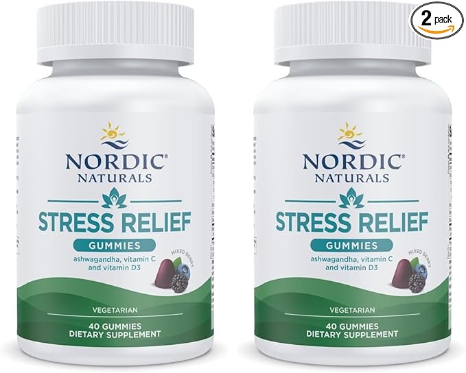 Nordic Naturals Stress Relief Gummies, Mixed Berry, 40 Gummy Supplements, Supports Daily Mood and Immune System Health, Non-GMO, Vegetarian, 20 Servings (Pack of 2)
