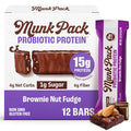 Munk Pack Brownie Nut Fudge Keto Protein Bars | 15g Protein, 1g Sugar, 4g Net Carbs | Vegan, Plant-Based Snacks for Gut Health | 12 Count