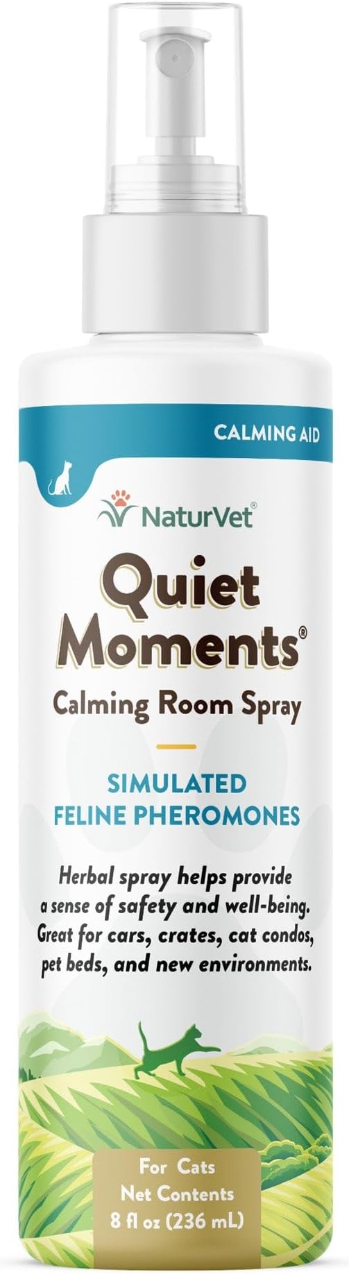 NaturVet Quiet Moments Herbal Calming Spray, 8 Ounce- Feline