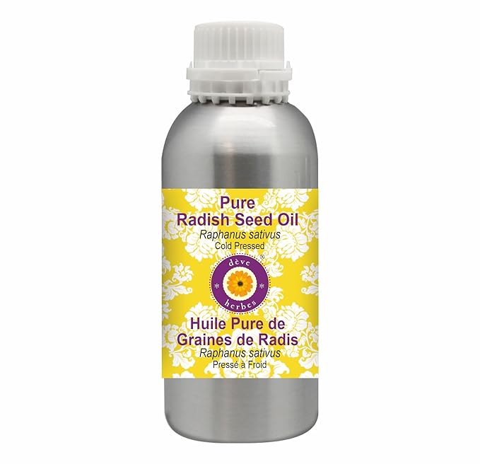 Deve Herbes Pure Radish Seed Oil (Raphanus sativus) Cold Pressed 1250ml (42 oz)