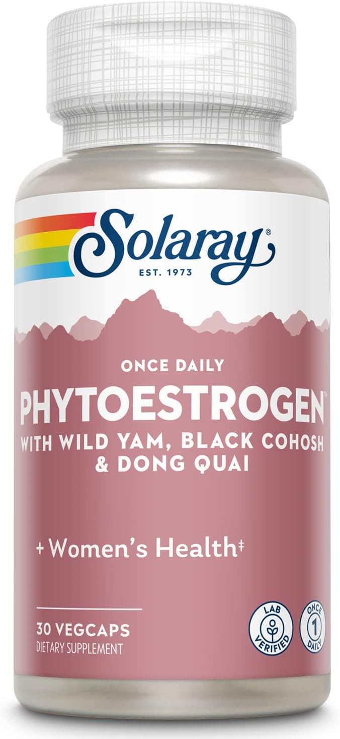 SOLARAY Once Daily Phytoestrogen - Phyto Estrogen Supplement for Women with Black Cohosh, Dong Quai, Wild Yam, Soy Isoflavones - Women's Health Support - 60-Day Guarantee, 30 Servings, 30 VegCaps