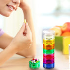 Sieral 7 Days Stackable Pill Organizers 7 Compartments Round Pill Boxes Tower Weekly Vitamin Individual Storage Containers Travel Cases with Lids for Medications, Vitamins and Supplements(2 Sets)