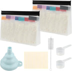 Protein Powder Travel Container Set, 21Pcs Leakproof Powder Dispensers Kit with Funnel, Portable 14pc Single Seal Bags with Labels Spoon and Brush, for Travel Fitness Trip(COLOR:white, black)