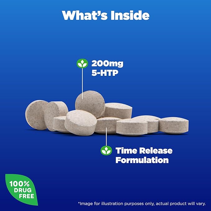 Natrol 5-HTP 200mg Dietary Supplement to Support a Balanced Mood, 60 Time Release Tablets, 60 Day Supply,(Pack of 2)