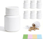 8 Pack Small Empty Plastic Bottles for Pills - Travel Medicine Containers with Lids & Labels, Portable Daily Organizer Storage for Vitamins, Medication Essentials