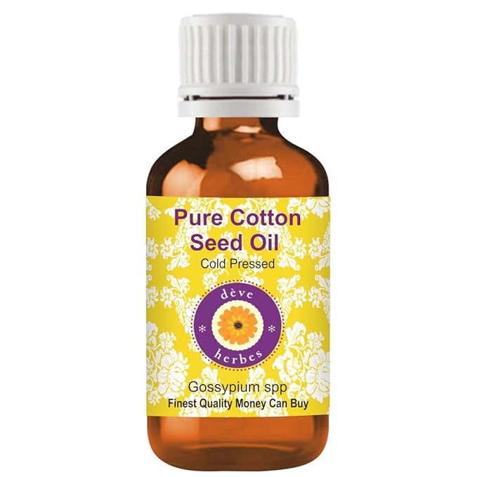 Deve Herbes Pure Cotton Seed Oil (Gossypium spp) Cold Pressed 50ml (1.69 oz)