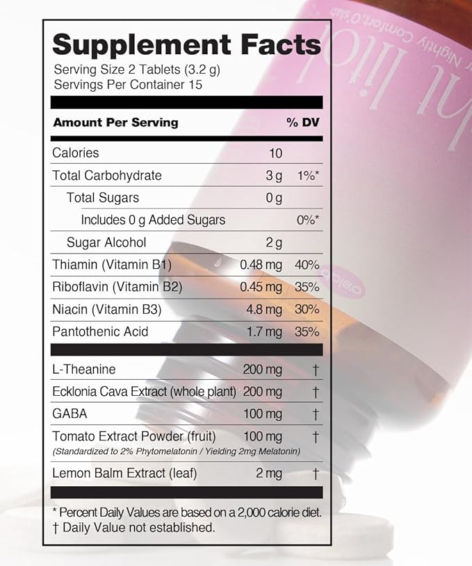 O'slab Nightlitol Night Mints – Korean Viral Sleep & Relaxation Support – Plant-Derived Melatonin (2mg) from Tomato Extract & L-Theanine 200mg – Lemon Peppermint Chewable Mints, 30 Count