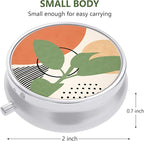 Nipichsha Pill Box, Small Pill Case for Purse & Pocket, Cute Travel Medicine Organizer, Portable Medicine Container Holder to Hold Vitamins, Medication, Fish Oil & Supplement, Tropical Plants