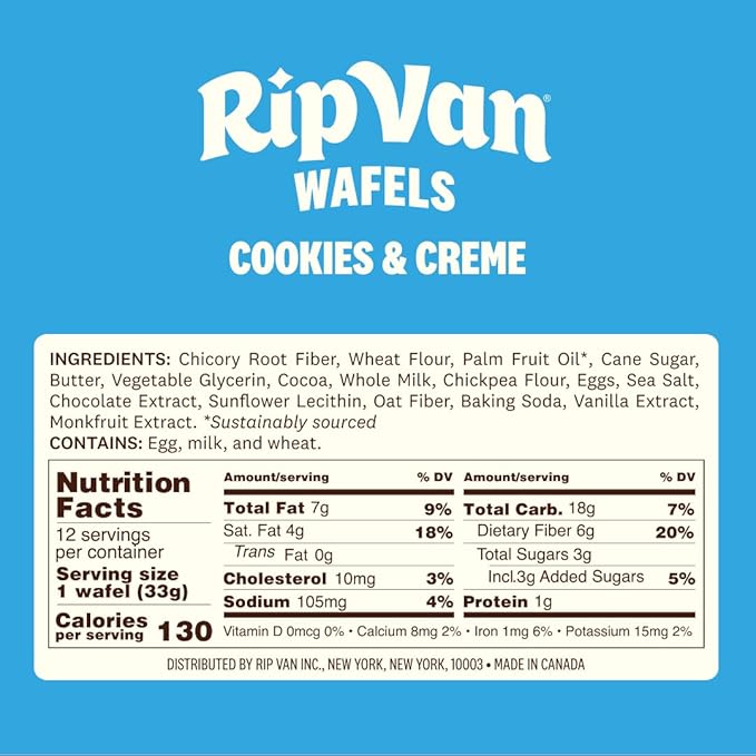 Rip Van Wafels Cookies & Cream Stroopwafels - Healthy Snacks - Non GMO Snack - Keto Friendly - Office Snacks - Low Sugar (3g) - Low Calorie Snack - 12 Count