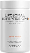 Codeage Liposomal Tripeptide GPH+ Supplement - Verisol Bioactive Beauty Collagen Peptides - Hyaluronic Acid - Skin Structure Support - GPH Tripeptide - Glycine–Proline–Hydroxyproline - 120 Capsules