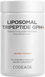 Codeage Liposomal Tripeptide GPH+ Supplement - Verisol Bioactive Beauty Collagen Peptides - Hyaluronic Acid - Skin Structure Support - GPH Tripeptide - Glycine–Proline–Hydroxyproline - 120 Capsules