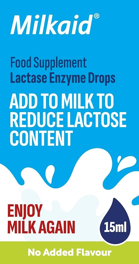 Milkaid Lactase Enzyme Drops for Lactose Intolerance | Prevents Gas, Bloating & Diarrhea | Fast Acting Dairy Digestive Supplement | Gluten Free & Vegetarian | No Artificial Flavor | 0.5 Fl Oz (1)