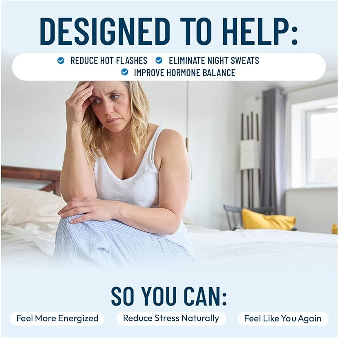 Menopausal Multi-Symptom Relief - Support for Hot Flashes, Night Sweats, Mood Swings & Restful Sleep - Black Cohosh, Ashwagandha, Chasteberry, Soy Isoflavones, Grape Seed & Sage - 60 Capsules