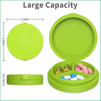 2 Pack Small Pill Box,Premium Thick Silicone 3 Compartment Travel Pill Box for Home/Desk Organizer, Portable Compact Medicine Holder for Vitamin, Cod Liver Oil, Supplement(Green+Teal)