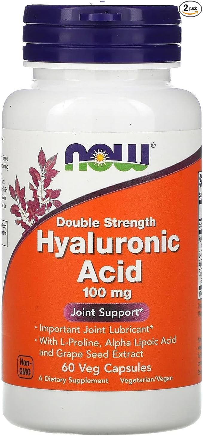 NOW Foods Hyaluronic Acid 100mg 60 VegiCaps (Pack of 2)