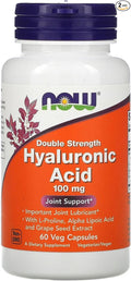NOW Foods Hyaluronic Acid 100mg 60 VegiCaps (Pack of 2)
