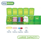 EZY DOSE Weekly (7-Day) Pill Case, Medicine Planner, Vitamin Organizer Box, Convenient and Easy to Use, Large Compartments, Travel Friendly, Green, Made in the USA, BPA Free