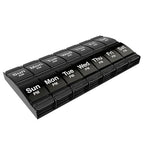 EZY DOSE Push Button (7-Day) Pill Case, Medicine Planner, Vitamin Organizer, 2 Times a Day, AM/PM Container, X-Large Compartments, Arthritis Friendly, Easy to Use, Transparent Lids, Black, BPA Free