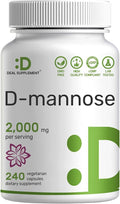 DEAL SUPPLEMENT D Mannose 500mg Capsules (2,000mg Per Serving), 240 Veggie Pills – Fast Acting Water-Soluble Form – Extra Strength Urinary Tract (UTI) Health Support – Non-GMO, Vegan Friendly