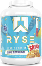 RYSE Loaded Protein Powder - Skippy Peanut Butter - 25g Whey Protein Isolate & Concentrate with Prebiotic Fiber & MCTs - Low Carb, Low Sugar, Digestive-Friendly - 54 Servings / 4 lb Tub