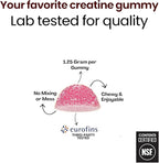 Creatine Monohydrate Gummies 5g - Raspberry Lemonade Flavored Creatine for Women and Men - Supplement for Muscle Gain, Strength, Energy, Cognitive Health, Pre and Post Workout, Recovery, (120 Gummies)