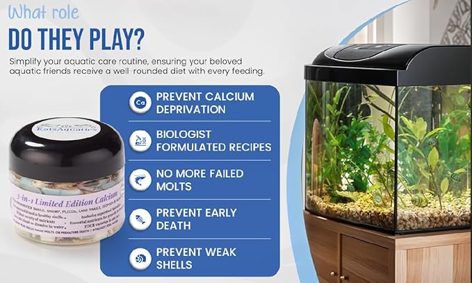 Unlimited Edition Calcium - 3 Flavors in 1 Jar, for Strong Shells, Healthy Molts, 100% Natural, Does Not Dissolve in Water, Fast Sinking for Shrimp, Snails & More! Biologist Made in USA