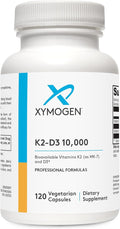 XYMOGEN K2-D3 10000 - Vitamin D3 K2 - Bioavailable Vitamin D 10,000 IU (Cholecalciferol) with MK-7 - Heart, Arterial, Bone Health + Immune Support Supplement (120 Capsules)