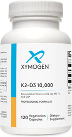 XYMOGEN K2-D3 10000 - Vitamin D3 K2 - Bioavailable Vitamin D 10,000 IU (Cholecalciferol) with MK-7 - Heart, Arterial, Bone Health + Immune Support Supplement (120 Capsules)