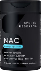 Sports Research Vegan NAC Supplement (N-Acetyl Cysteine) 600 mg - Supports Antioxidant Activity - NAC 600 mg - Non-GMO - 90 Capsules for Adults Daily Use