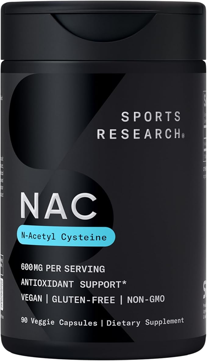 Sports Research Vegan NAC Supplement (N-Acetyl Cysteine) 600 mg - Supports Antioxidant Activity - NAC 600 mg - Non-GMO - 90 Capsules for Adults Daily Use