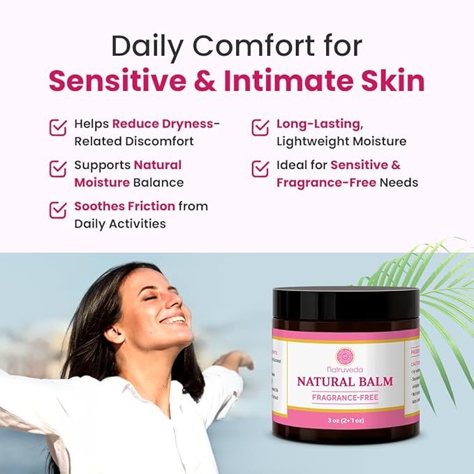 Fragrance Free Vulva Balm Moisturizer for Women – Intimate Hydration & Menopause Dryness Support – Natural Feminine Balm for Vulvar Irritation & Itching – Hormone Free – 3 oz