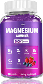 Magnesium Gummies, 2000mg Magnesium with VIT D & B6, for Immunity Support, Sugar Free Mixed Berry Flavor, 60 Gummies