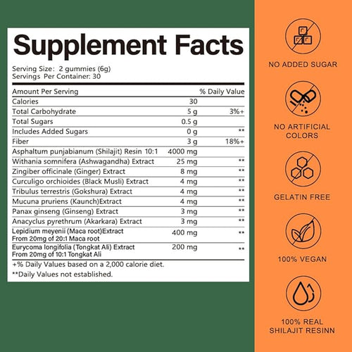 10-in-1 Alpha Gummies for Men – 4000 mg Himalayan Shilajit with Tongkat Ali & Maca – 75% Fulvic Acid, Sugar-Free Vegan Energy and Vitality Support, 85+ Trace Minerals, 60 Count