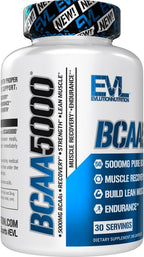 BCAAs Amino Acids Supplement for Men - EVL 2:1:1 5g BCAA Capsules for Post Workout Recovery and Lean Muscle Builder for Men - BCAA5000 Branched Chain Amino Acids Nutritional Supplement - 30 Servings