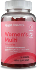 Amazon Elements - Adult Women’s Organic Multivitamins, 90 Gummies (30 servings), Vegetarian, Gluten Free (Previously Revly)