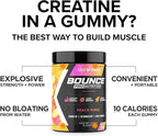Bounce Pro Creatine Monohydrate Gummies for Men & Women, Low Calorie, 6G of Creatine per Serving, Vegan, Anti-Melting, Gluten-Free, Non-GMO, 2g of Creatine per Gummy (51ct, Peach Rings)
