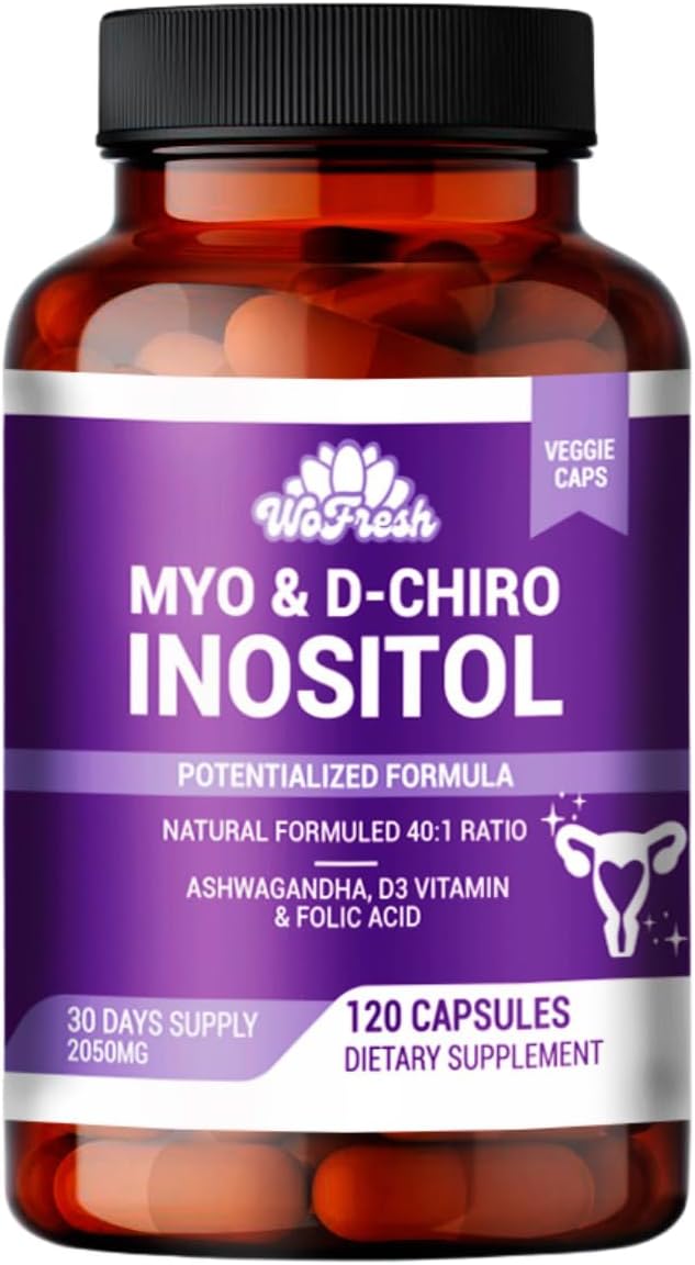 Myo-Inositol & D-Chiro Inositol 40:1 Supplement for Women – Hormone Balance, PCOS Support, Fertility & Ovary Health – with Folic Acid, Vitamin D3 & Ashwagandha – Non-GMO, Vegan, 120 Capsules