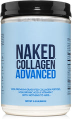 NAKED Collagen Advanced - Peptides Protein Powder, Hyaluronic Acid, Vitamin C, Pasture-Raised, Grass-Fed Hydrolyzed Collagen Supplement, Paleo Friendly, Non-GMO, Keto, Gluten Free, 1.3LB